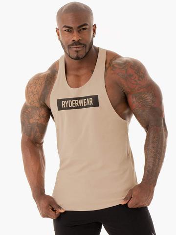 Men's Ryderwear Men Gym Stringers Base Stringer T-Back Gym Stringers Sand | NZ1502VD