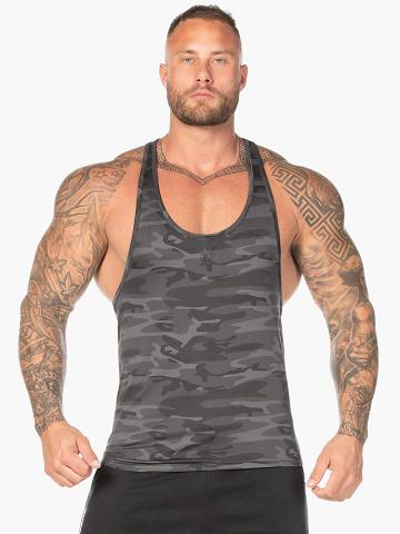 Men's Ryderwear Men Gym Stringers Camo Stringer T-Back Gym Stringers Black Camo | NZ1506QZ