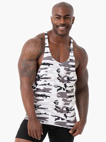 Men's Ryderwear Men Gym Stringers Camo Tech Mesh Stringer T-Back Gym Stringers Snow Camo | NZ1508EX