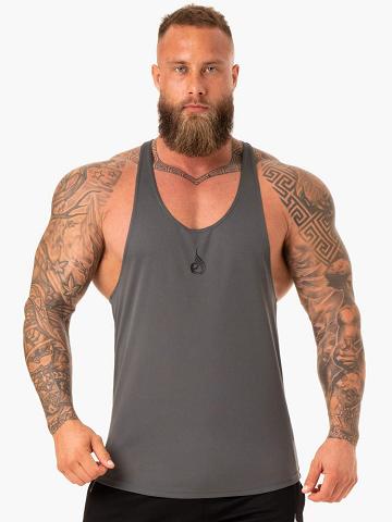 Men's Ryderwear Men Gym Stringers Define Mesh T-Back Gym Stringers Charcoal | NZ1511YU