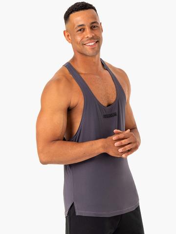 Men's Ryderwear Men Gym Stringers Optimal Mesh T-Back Gym Stringers Charcoal | NZ1530NB