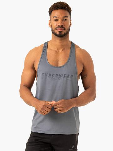 Men's Ryderwear Men Gym Stringers Overdrive Stringer T-Back Gym Stringers Steel Blue | NZ1535RW