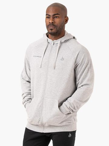 Men's Ryderwear Men Hoodie Pursuit Zip Up Hoodie Light Grey Marl | NZ1469HK