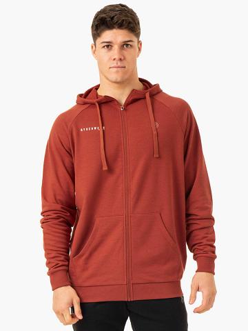 Men's Ryderwear Men Hoodie Pursuit Zip Up Hoodie Red Clay | NZ1470JJ