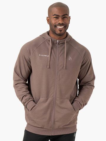 Men's Ryderwear Men Hoodie Pursuit Zip Up Hoodie Taupe | NZ1472LH