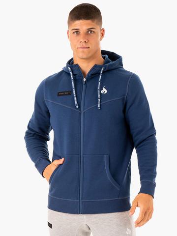 Men's Ryderwear Men Hoodie Recharge Zip Up Hoodie Blue | NZ1476VD