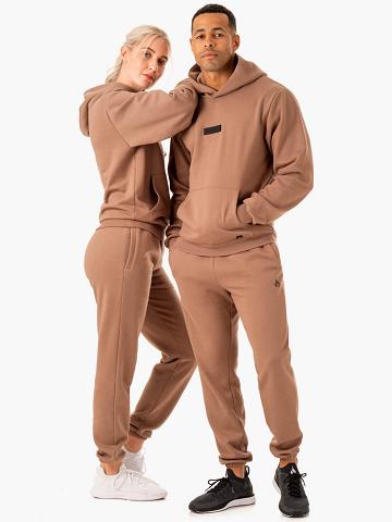 Men's Ryderwear Men Hoodie Unisex Pullover Hoodie Mocha | NZ1492DN