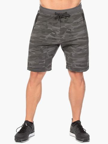 Men's Ryderwear Men Shorts Camo Fleece Track Shorts Black Camo | NZ1355YU