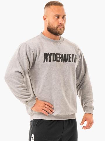 Men's Ryderwear Men Sweaters Ease Fleece Pullover Sweaters Grey Marl | NZ1310DN