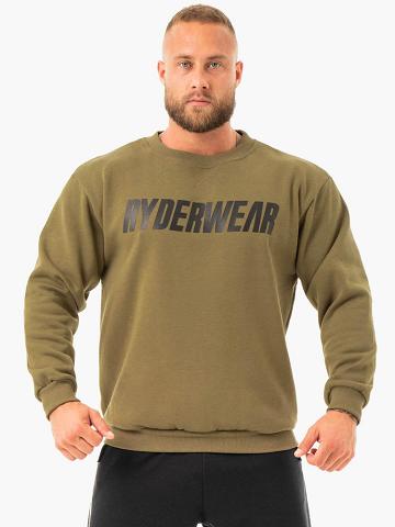 Men's Ryderwear Men Sweaters Ease Fleece Pullover Sweaters Khaki | NZ1311FM