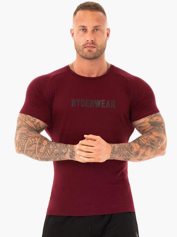 Men's Ryderwear Men T Shirts Active T Shirts Burgundy | NZ1192NB