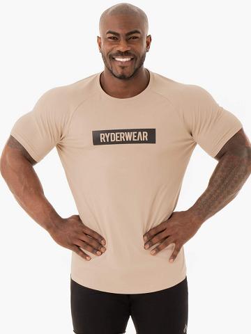 Men's Ryderwear Men T Shirts Base T Shirts Sand | NZ1198TV