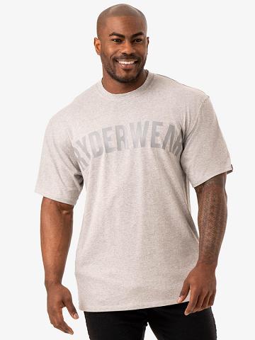 Men's Ryderwear Men T Shirts Force Oversized T Shirts Grey Marl | NZ1232DN