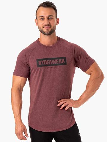 Men's Ryderwear Men T Shirts Iron T Shirts Burgundy Marl | NZ1252UT