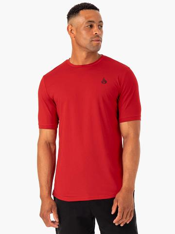 Men's Ryderwear Men T Shirts Optimal Mesh T Shirts Red | NZ1264LH