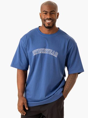 Men's Ryderwear Men T Shirts Oversized T Shirts Royal Blue | NZ1279IS