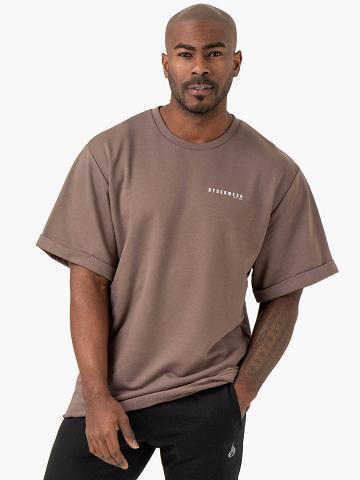 Men's Ryderwear Men T Shirts Pursuit Oversized Fleece T Shirts Taupe | NZ1285FM