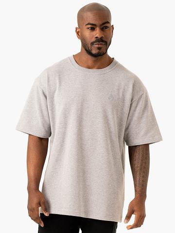 Men's Ryderwear Men T Shirts Throwback Oversized Fleece T Shirts Grey Marl | NZ1296NB