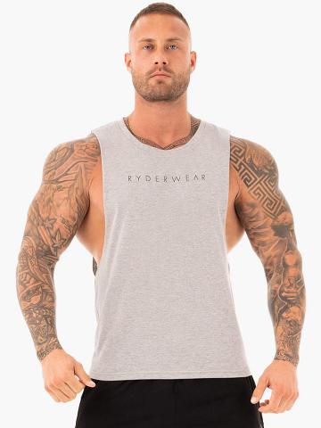 Men's Ryderwear Men Tanks Active Cotton Baller Tank Tanks Grey Marl | NZ1059CE