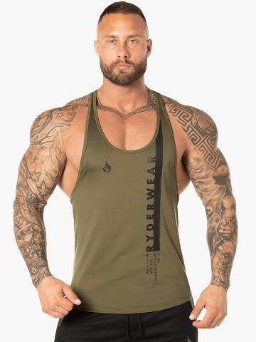 Men's Ryderwear Men Tanks Evo T-Back Stringer Tank Tanks Khaki | NZ1098OR