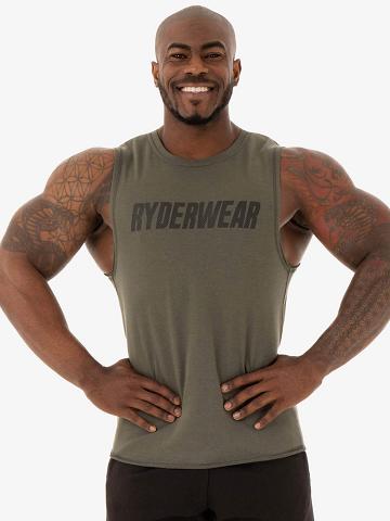 Men's Ryderwear Men Tanks Flex Fleece Tank Tanks Khaki | NZ1101SO