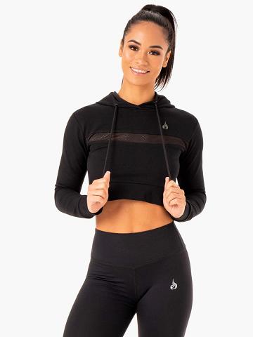 Women's Ryderwear Women Hoodie Hybrid Fitted Hoodie Black | NZ1682XF