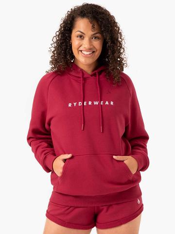 Women's Ryderwear Women Hoodie Off Duty Fleece Hoodie Burgundy | NZ1656XF