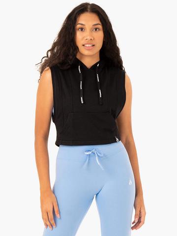 Women's Ryderwear Women Hoodie Replay Sleeveless Hoodie Black | NZ1689WY