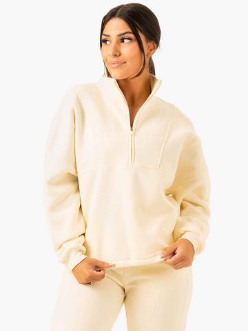 Women's Ryderwear Women Hoodie Sideline Half Zip Jumper Hoodie Butter | NZ1661MA