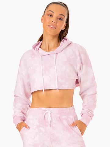 Women's Ryderwear Women Hoodie Tie Dye Pullover Hoodie Ice Pink Tie Dye | NZ1676GL