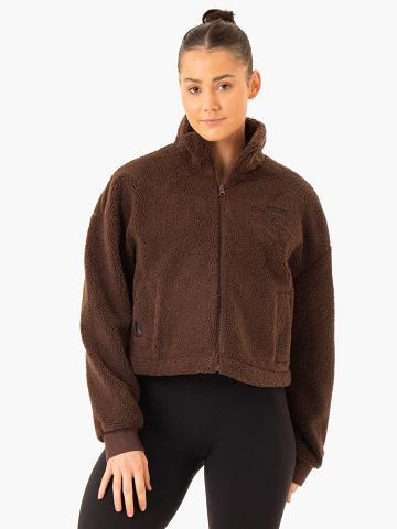 Women's Ryderwear Women Jackets Element Teddy Jackets Chocolate | NZ1725SO