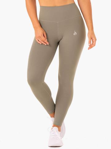 Women's Ryderwear Women Leggings Base Full Length High Waisted Leggings Khaki | NZ1877IS