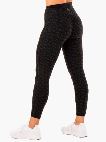 Women's Ryderwear Women Leggings Evolution High Waisted Scrunch Leggings Black Leopard | NZ1913KI