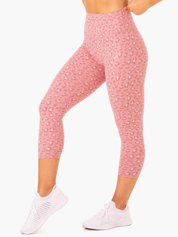 Women's Ryderwear Women Leggings Hybrid 7/8 Leggings Pink Leopard | NZ1836LH