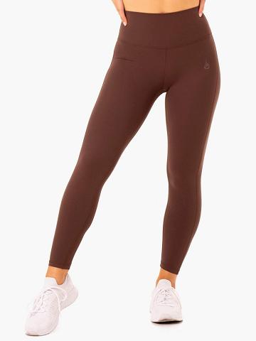 Women's Ryderwear Women Leggings NKD Align Leggings Chocolate | NZ1898EX