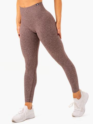 Women's Ryderwear Women Leggings Rib Seamless Leggings Chocolate Marl | NZ1895MA