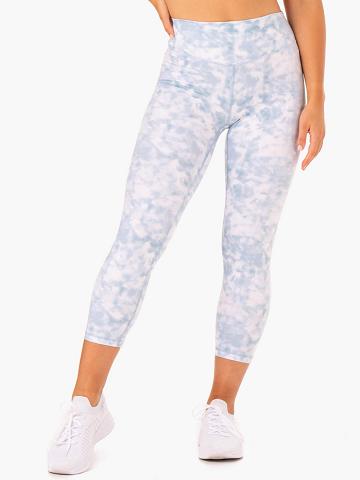 Women's Ryderwear Women Leggings Tie Dye 7/8 Leggings Steel Blue Tie Dye | NZ1847RW