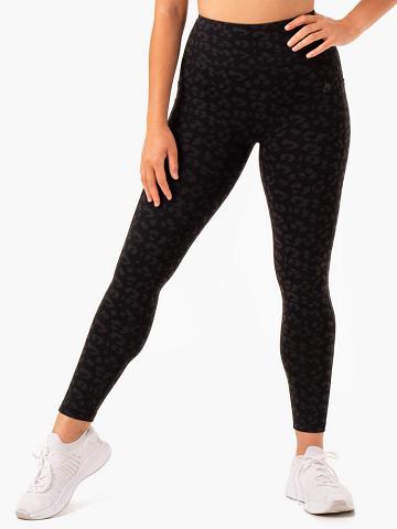 Women's Ryderwear Women Leggings Ultra High Waisted Full Length Leggings Black Leopard | NZ1901YU