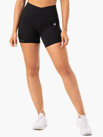 Women's Ryderwear Women Shorts Amazon High Waisted Shorts Black Leopard | NZ1974QZ