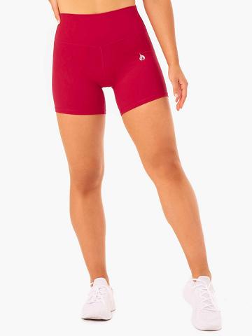 Women's Ryderwear Women Shorts Base High Waisted Shorts Cherry Red | NZ1995CE