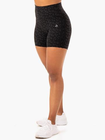 Women's Ryderwear Women Shorts Evolution High Waisted Scrunch Shorts Black Leopard | NZ2181MA