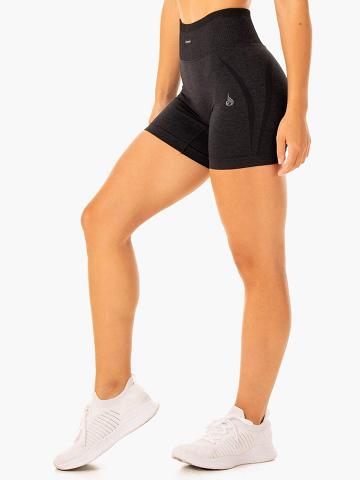 Women's Ryderwear Women Shorts Excel Seamless High Waisted Shorts Black Marl | NZ2180NB