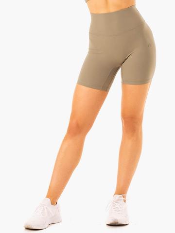 Women's Ryderwear Women Shorts NKD Refine High Waisted Shorts Khaki | NZ2162UT