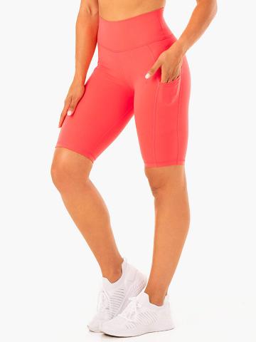 Women's Ryderwear Women Shorts Reset High Waisted Pocket Bike Shorts Watermelon | NZ2087PQ