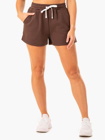 Women's Ryderwear Women Shorts Restore Track Shorts Chocolate | NZ2077MA