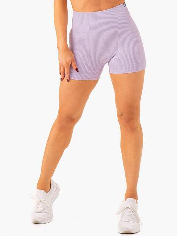 Women's Ryderwear Women Shorts Rib Seamless Shorts Lavender Marl | NZ1962GL