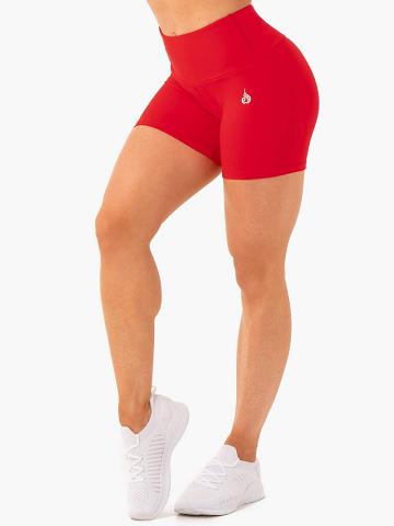 Women's Ryderwear Women Shorts Staples Scrunch Bum Mid Length Shorts Red | NZ1979YU