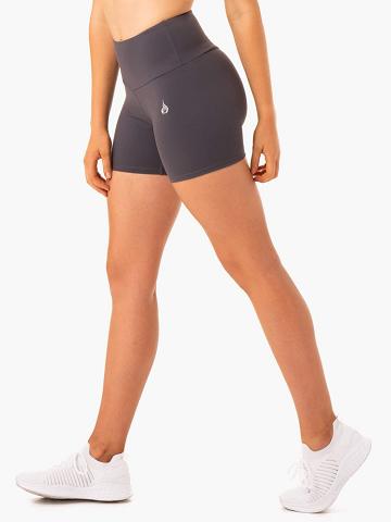 Women's Ryderwear Women Shorts Staples Scrunch Bum Mid Length Shorts Charcoal | NZ1997BC