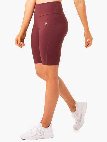 Women's Ryderwear Women Shorts Staples Scrunch Bum Bike Shorts Burgundy | NZ2126VD