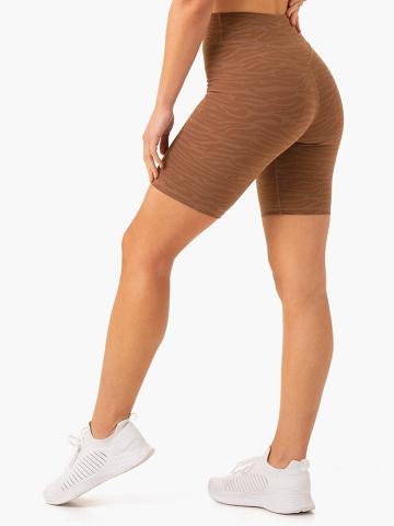 Women's Ryderwear Women Shorts Transform Mid Length Shorts Chocolate Zebra | NZ2065FM